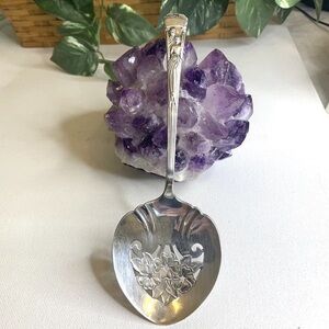 Vintage Congratulations Wedding Motif Silverplated Figural Tomato Server Spoon